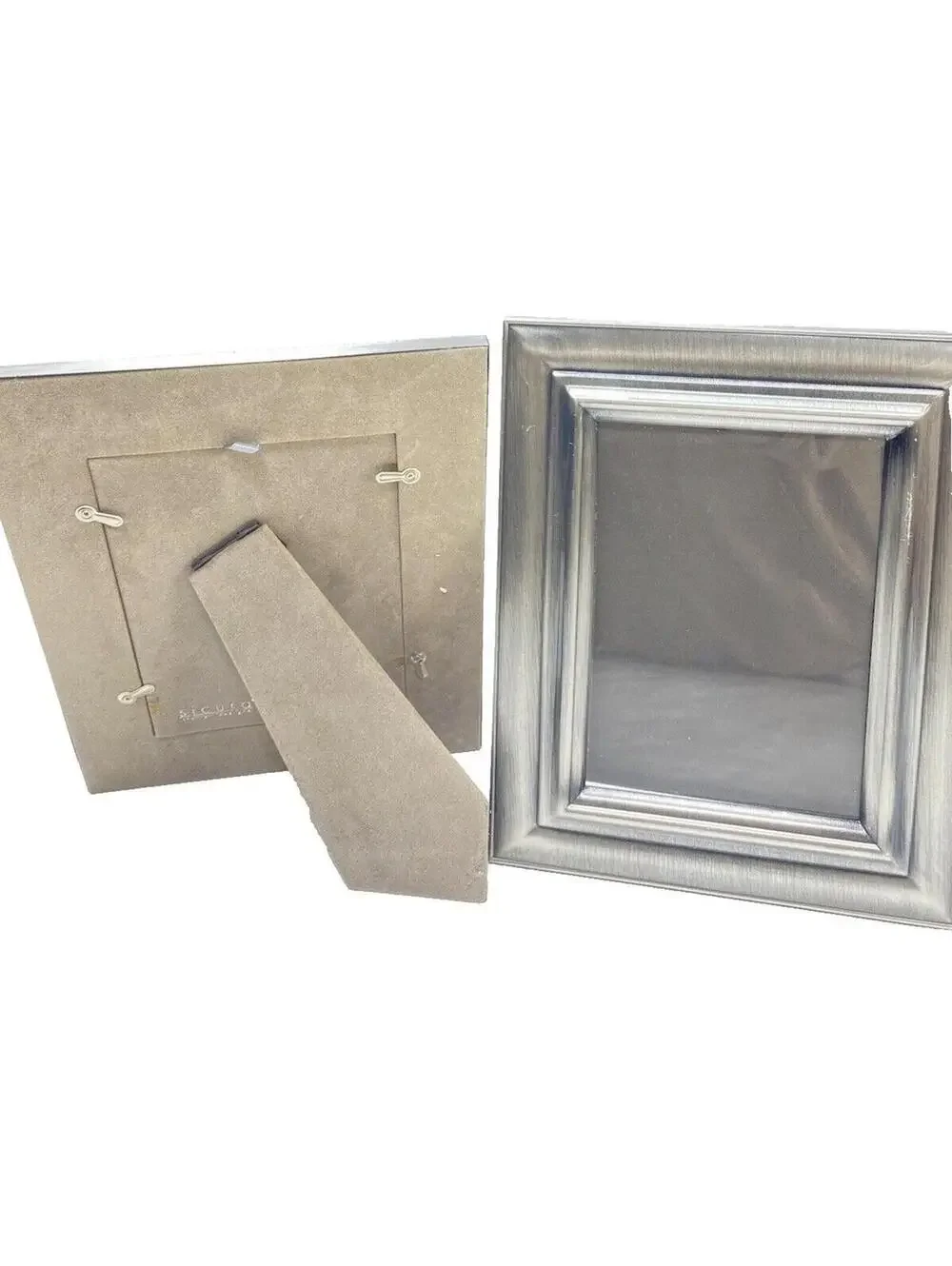 Modern Silver-Plated Photo Frames 2-Piece Set, Sicura Italy Rectangular Display